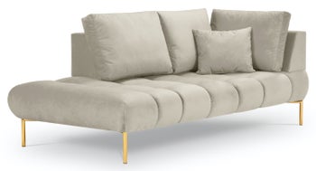 Szezlong beżowy nogi złote 102x216 cm – obraz-1