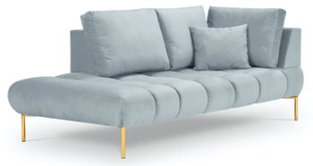 Szezlong Malvin 102x216 cm jasnoniebieski nogi złote lewy – obraz-1