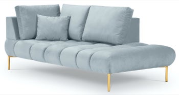 Szezlong niebieski nogi złote 102x216 cm – obraz-1