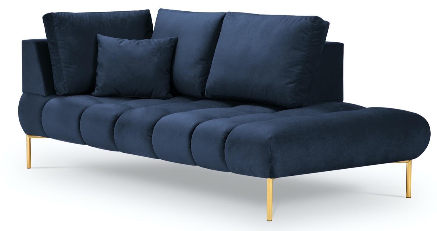 Szezlong niebieski nogi złote 102x216 cm – obraz-1