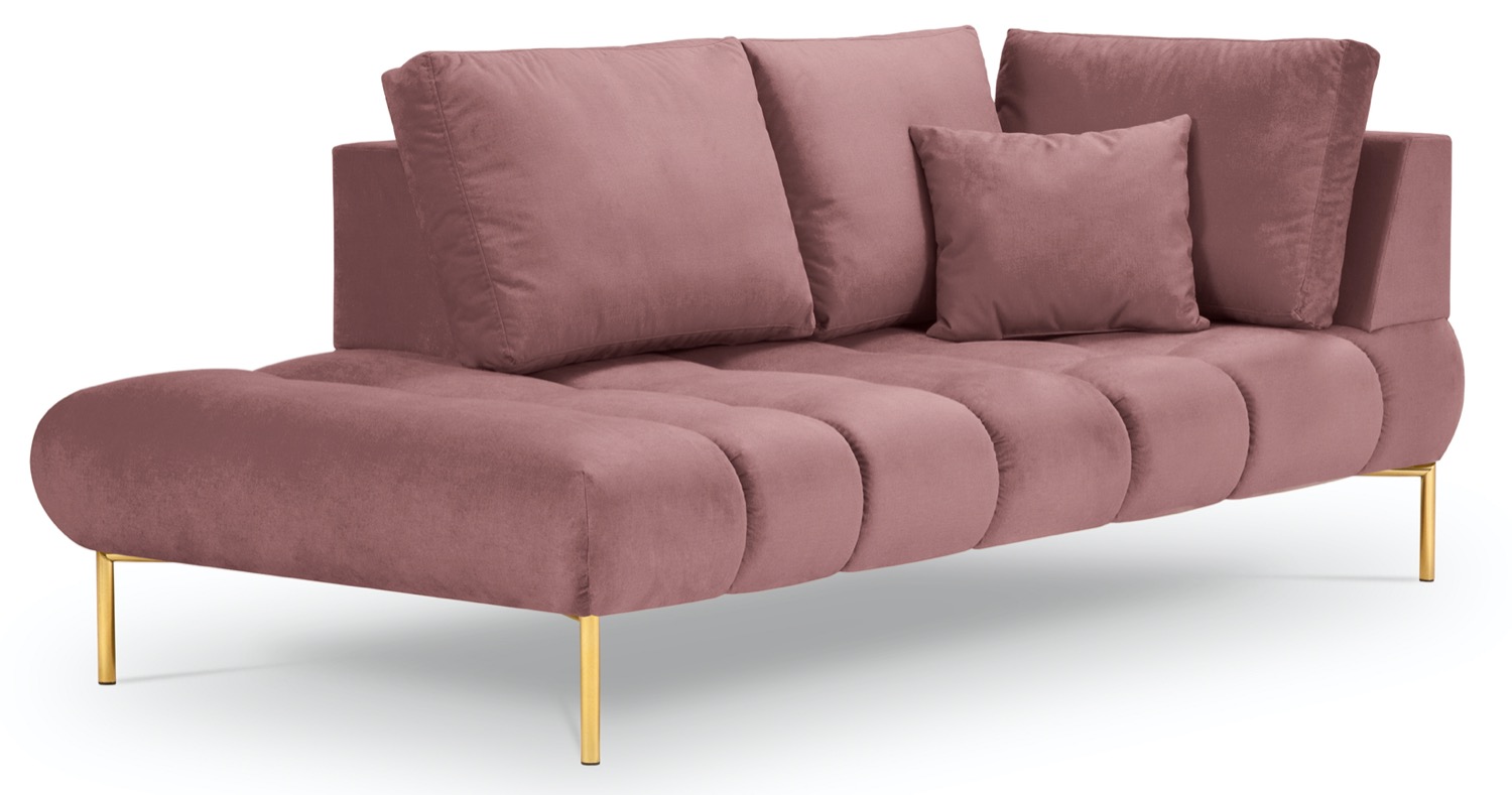 Szezlong różowy nogi złote 102x216 cm – obraz-1