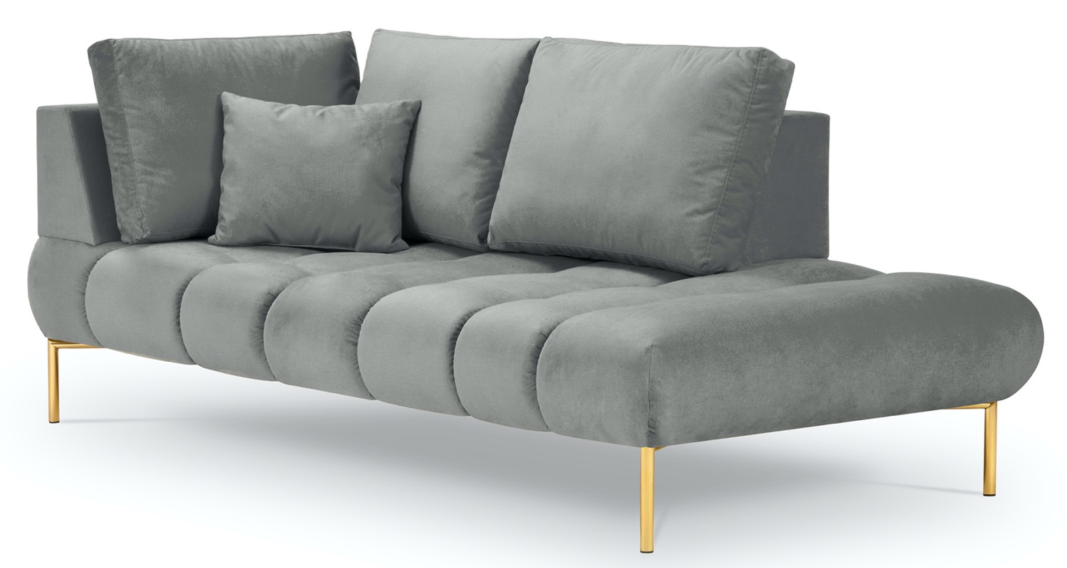 Szezlong szary nogi złote 102x216 cm – obraz-1