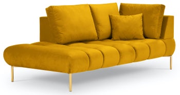 Szezlong żółty nogi złote 102x216 cm – obraz-1