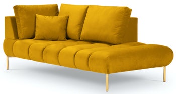 Szezlong żółty nogi złote 102x216 cm – obraz-1