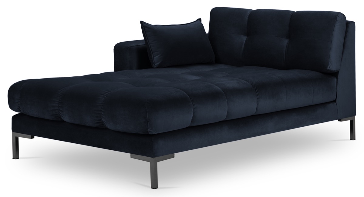 Szezlong niebieski nogi czarne 102x185 cm – obraz-1