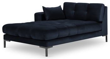 Szezlong niebieski nogi czarne 102x185 cm – obraz-1