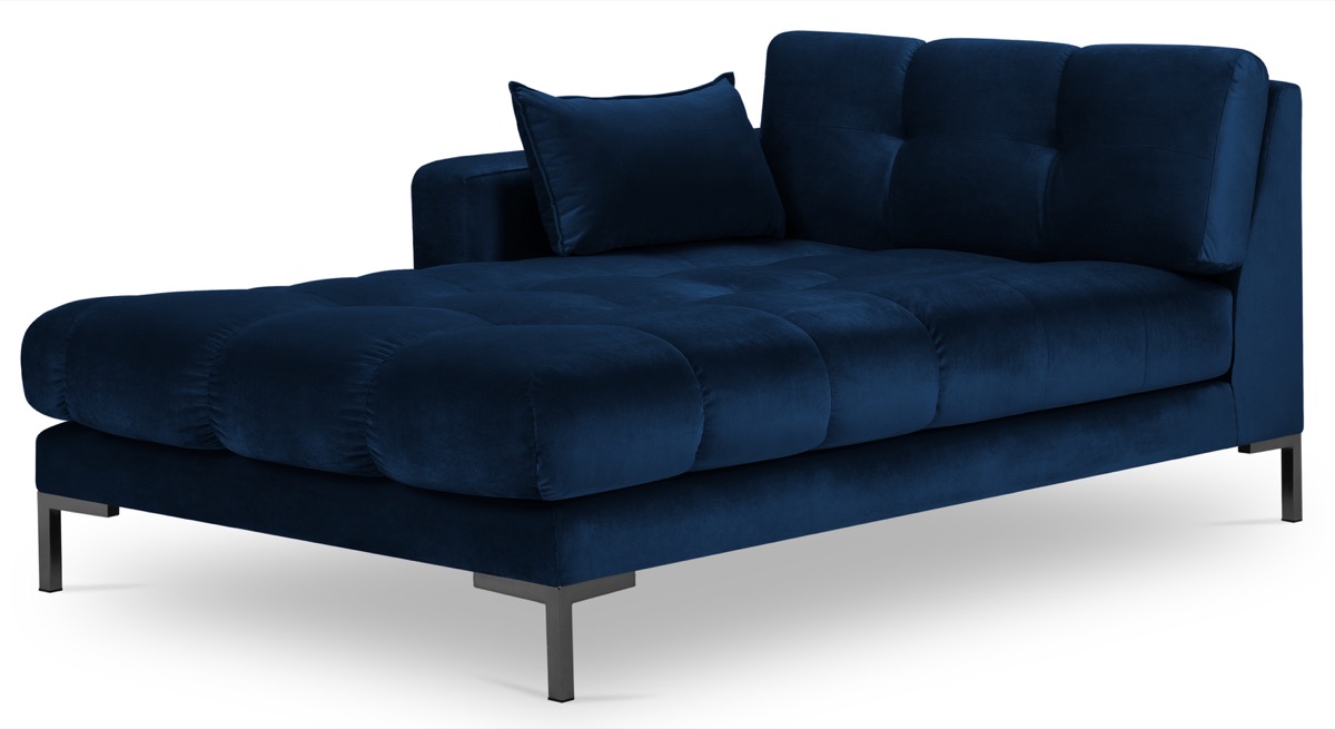 Szezlong niebieski nogi czarne 102x185 cm – obraz-1