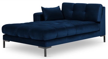 Szezlong niebieski nogi czarne 102x185 cm – obraz-1