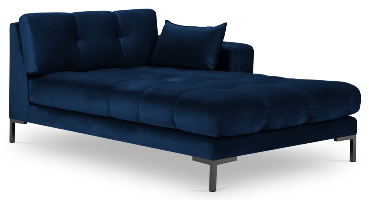 Szezlong niebieski nogi czarne 102x185 cm – obraz-1