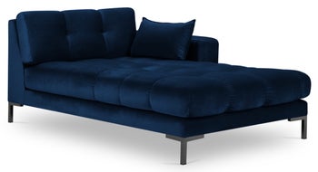 Szezlong niebieski nogi czarne 102x185 cm – obraz-1
