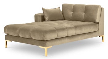 Szezlong metalowy beżowy nogi złote 102x185 cm – obraz-1