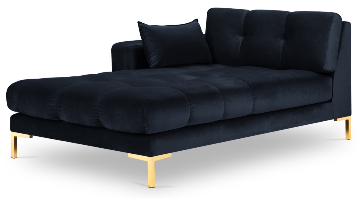 Szezlong metalowy niebieski nogi złote 102x185 cm – obraz-1