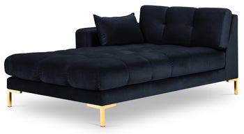 Szezlong metalowy niebieski nogi złote 102x185 cm – obraz-1