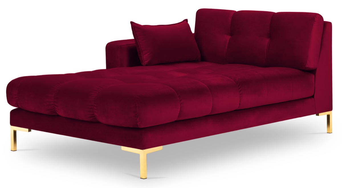 Szezlong metalowy czerwony nogi złote 102x185 cm – obraz-1