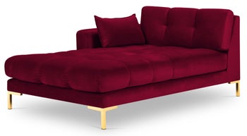 Szezlong metalowy czerwony nogi złote 102x185 cm – obraz-1