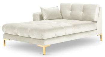 Szezlong metalowy beżowy nogi złote 102x185 cm – obraz-1