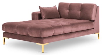 Szezlong metalowy różowy nogi złote 102x185 cm – obraz-1