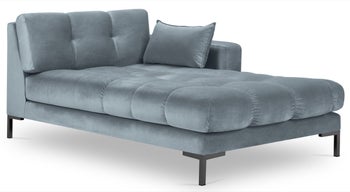 Szezlong niebieski nogi czarne 102x185 cm – obraz-1