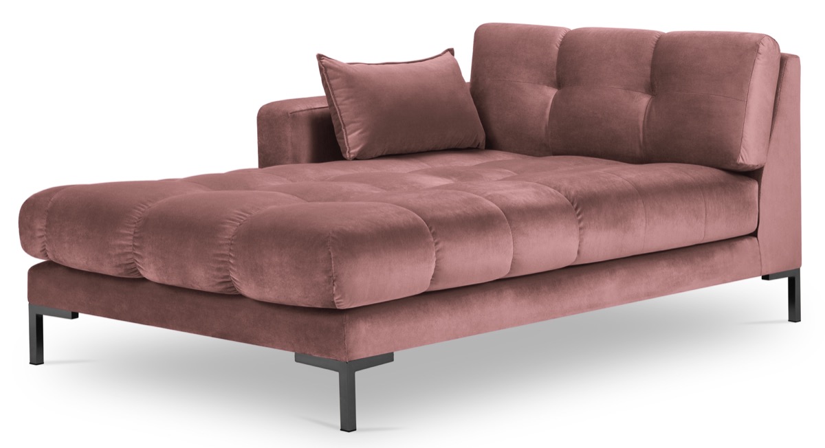 Szezlong różowy nogi czarne 102x185 cm – obraz-1