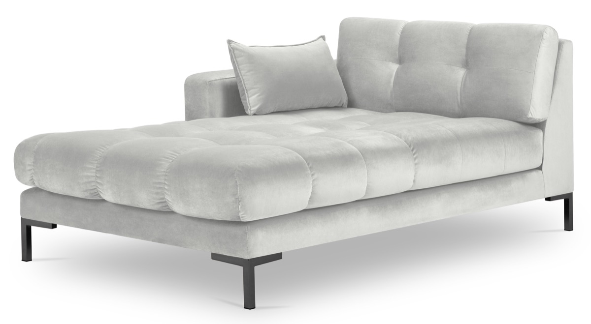 Szezlong srebrny nogi czarne 102x185 cm – obraz-1