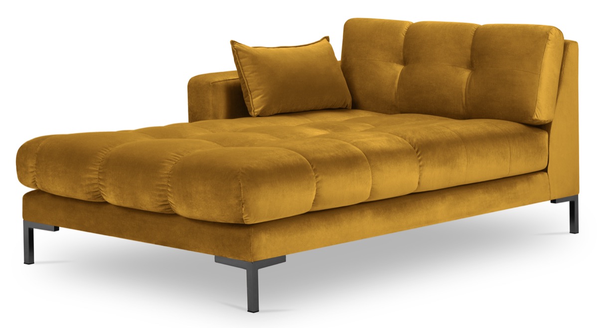 Szezlong żółty nogi czarne 102x185 cm – obraz-1