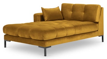 Szezlong żółty nogi czarne 102x185 cm – obraz-1