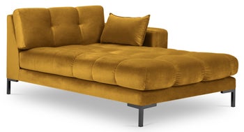 Szezlong żółty nogi czarne 102x185 cm – obraz-1