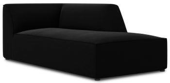 Szezlong tapicerowany do salonu czarny welur prawy 181x93 cm – obraz-1