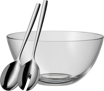 Szklana miska z łyżkami do sałaty ∅30 cm – obraz-1