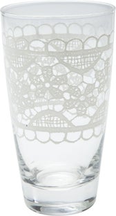 Szklanka do drinków Lace 400 ml transparentno-biała – obraz-1