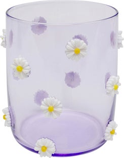 Szklanka fioletowa wzór kwiatowy 300 ml – obraz-1