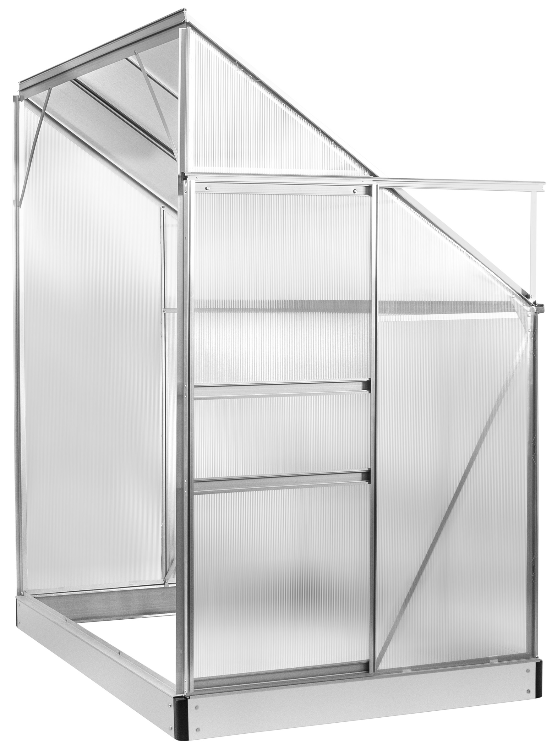 Szklarnia przyścienna poliwęglanowa przeźroczysta -rama aluminium 130x205 cm – obraz-1