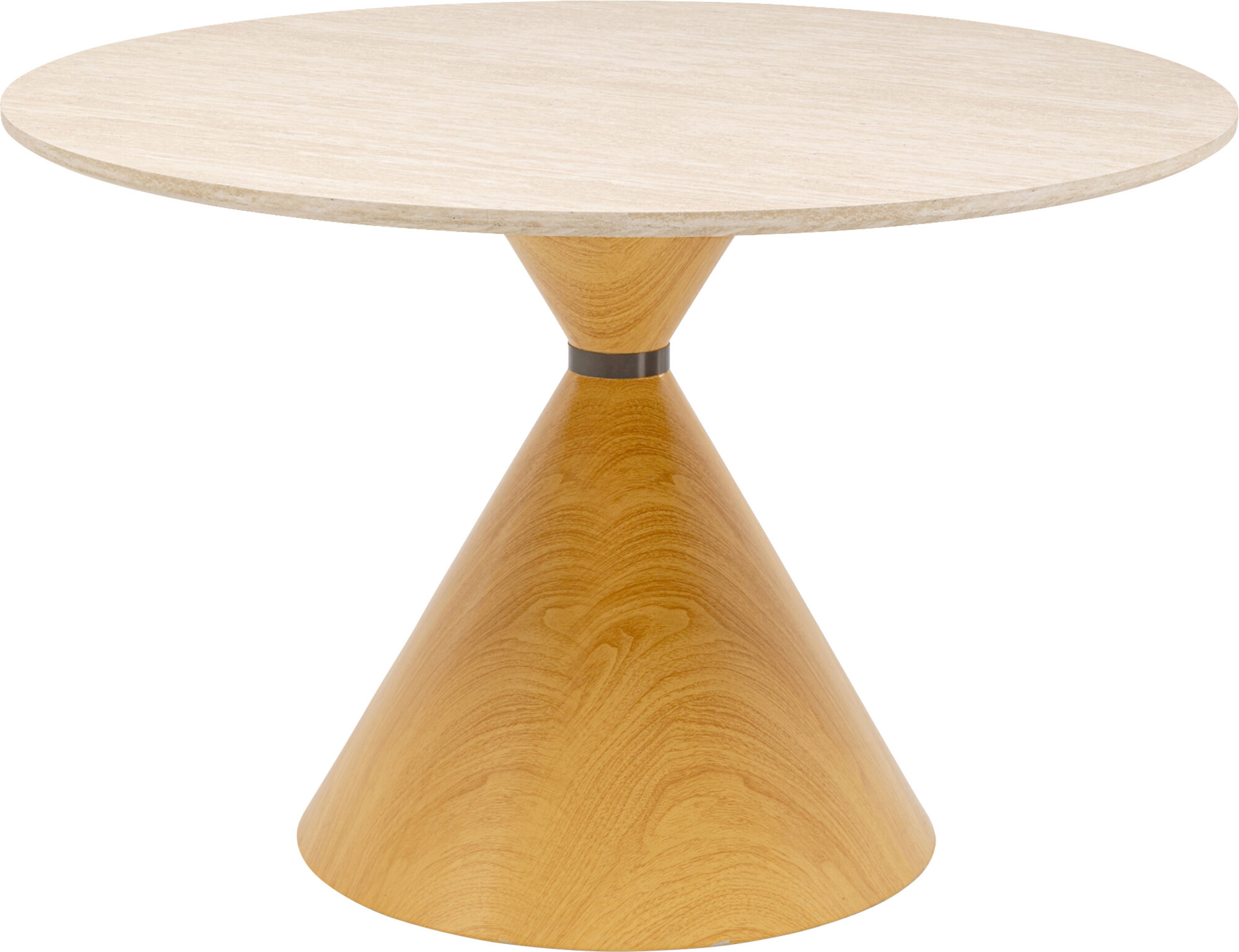 Mesa Cono Travertino Roble Ø120cm – Imagen-1.