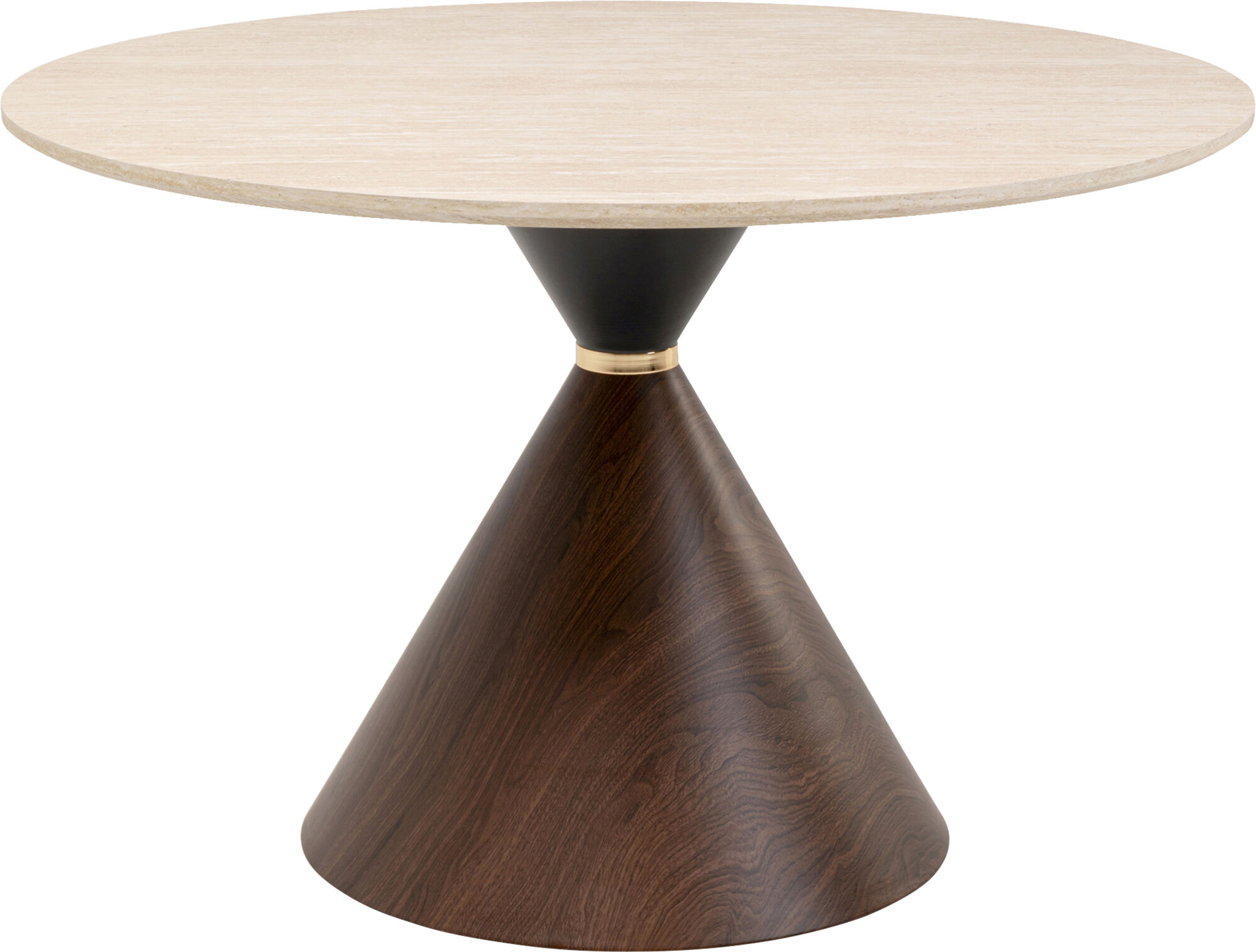 Mesa Cono Travertino Nogal Ø120cm – Imagen-1.
