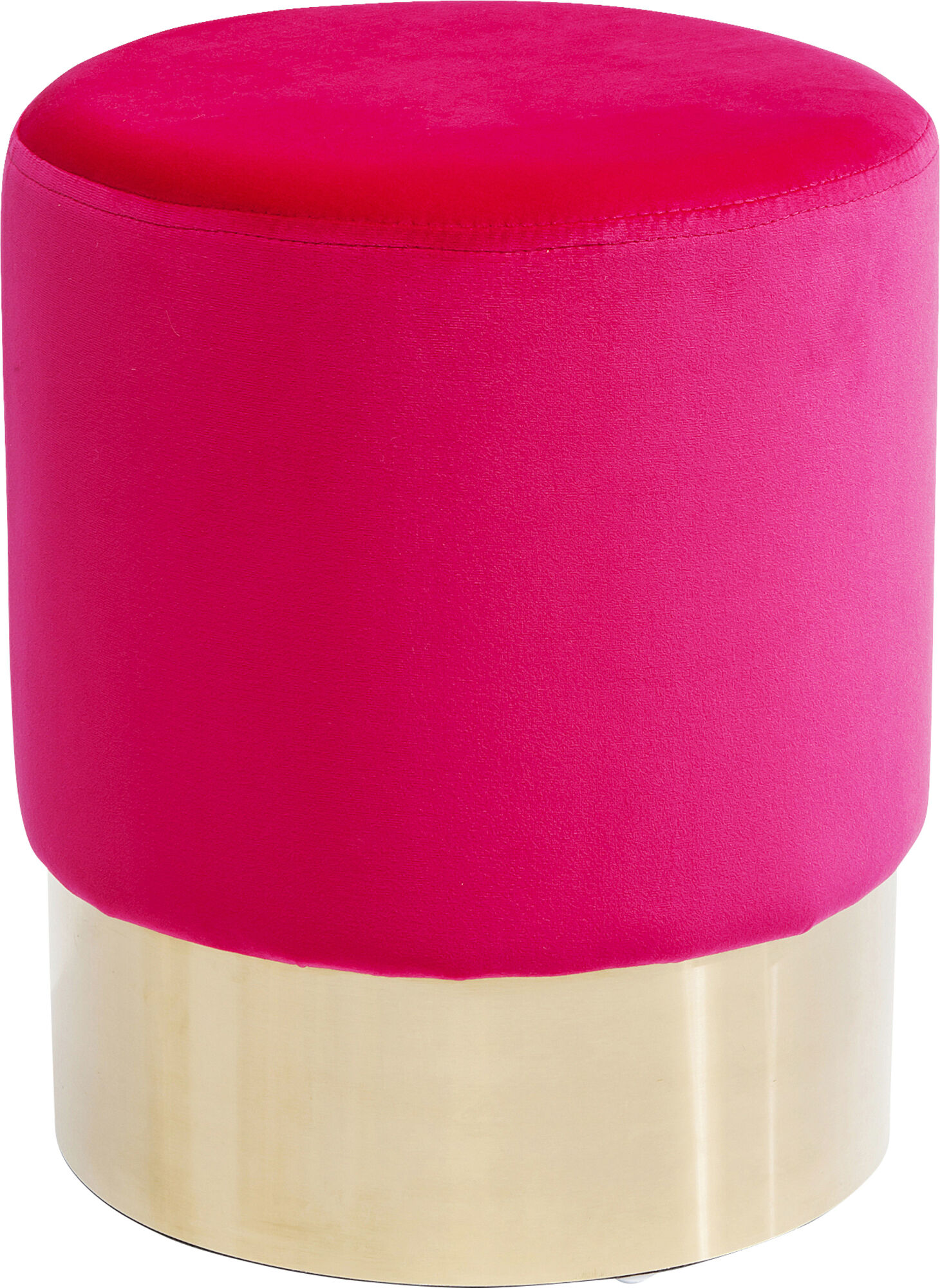 Sittpuff Cherry - Rosa Sammet/Mässing, Ø35cm – bild-1.