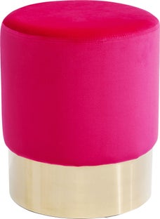 Sittpuff Cherry - Rosa Sammet/Mässing, Ø35cm – bild-1.