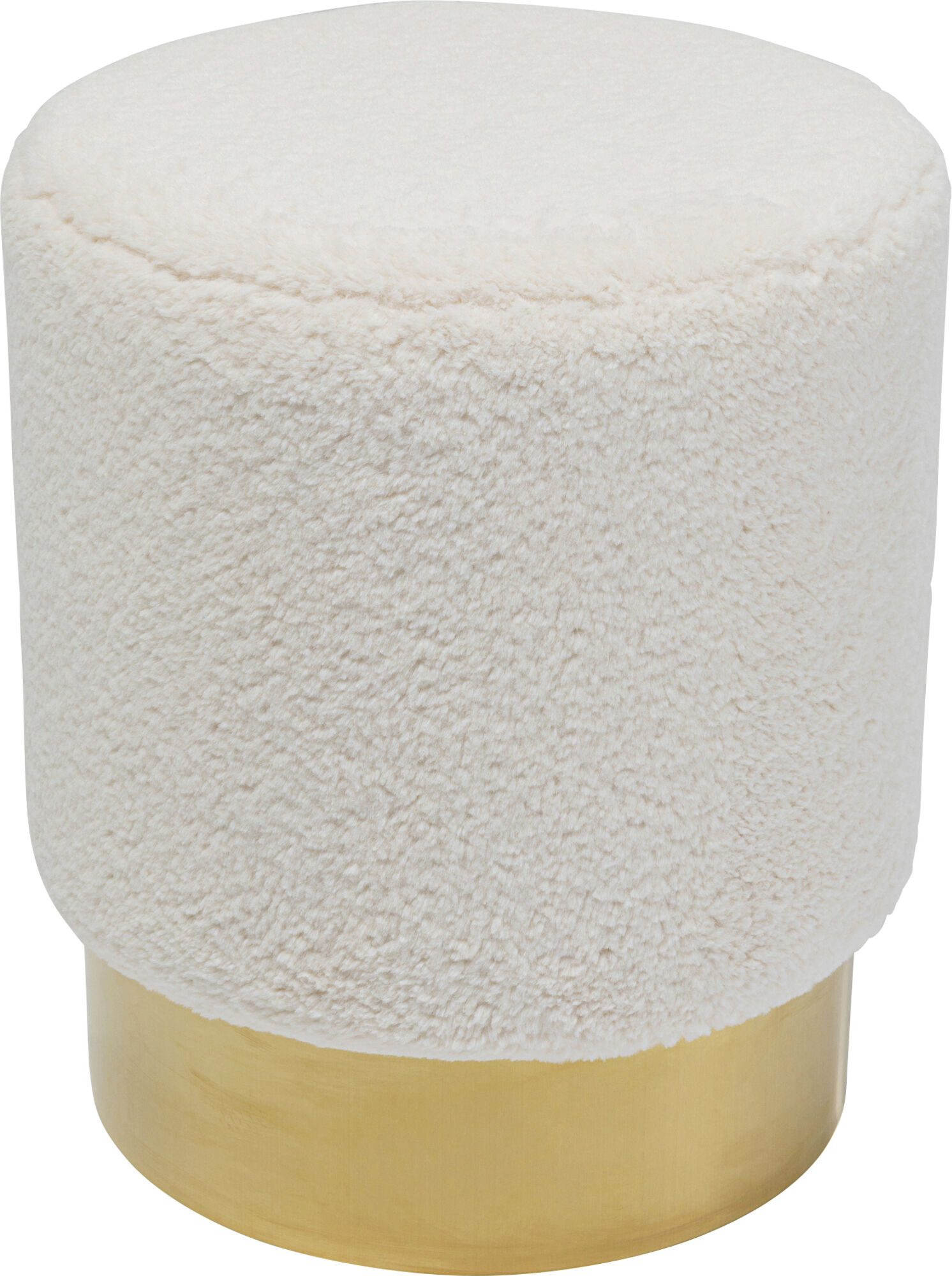 Sittpuff Cherry - Vit Teddy/Mässing, Ø35cm – bild-1.