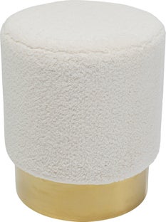 Sittpuff Cherry - Vit Teddy/Mässing, Ø35cm – bild-1.