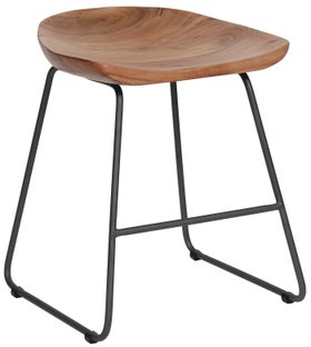 Taboret drewniany nogi metalowe czarne 52 cm – grafika-1.