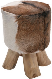 Taboret Flint Stone Ø35 cm kolorowy skóra naturalna – grafika-1.