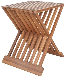Taboret ogrodowy z drewna tekowego 40x45 cm – grafika-1.