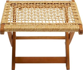 Taboret ogrodowy składany drewniany brązowy 34 cm – obraz-1