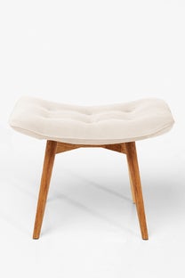 Taboret - podnóżek Vicky 59x46 cm ecru - nogi drewniane – obraz-1