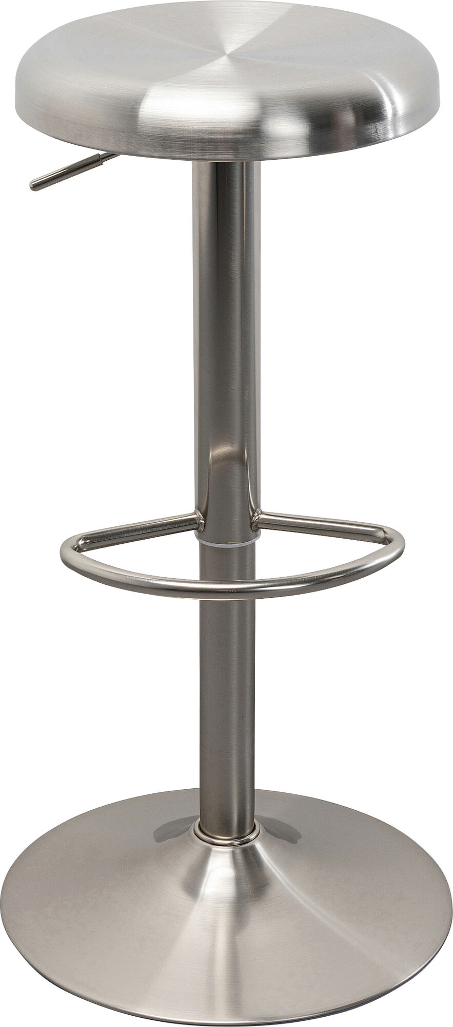 Taburete bar Kalea en plata con asiento redondo regulable en altura 60-82 cm – Imagen-1.