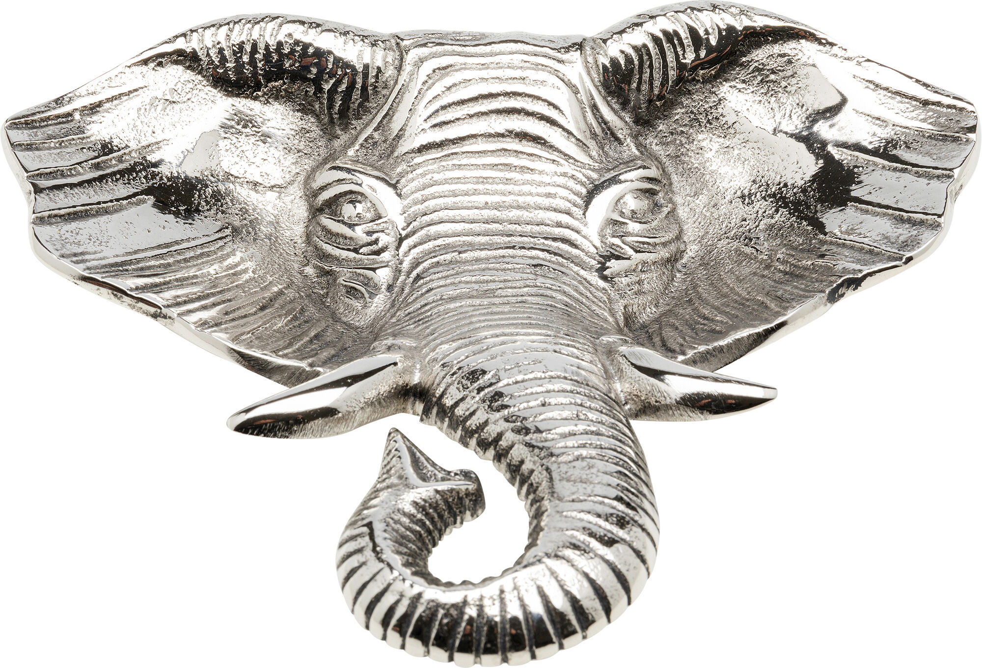 Taca dekoracyjna do salonu srebrna aluminiowa 20x18 cm słoń – grafika-1.