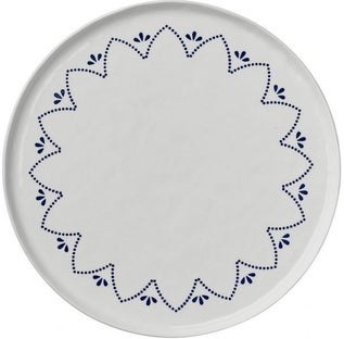 Taca porcelanowa Ø31x2 cm biało-niebieska ze wzorem – obraz-1