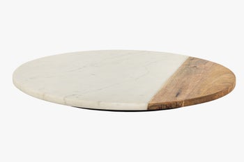 Taca SERVANT 50cm biały marmur drewno mango – grafika-1.