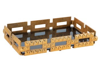 Taca VARIATION 40cm szkło czarne aluminium złote – grafika-1.