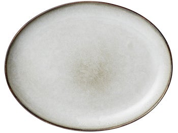 Talerz płaski owalny 29x23 cm szary – obraz-1
