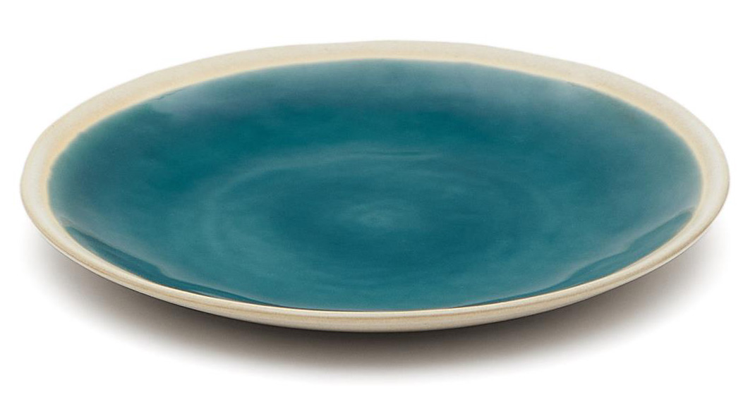 Talerz płytki ceramiczny niebiesko-biały szkliwiony Ø27,5 cm – obraz-1